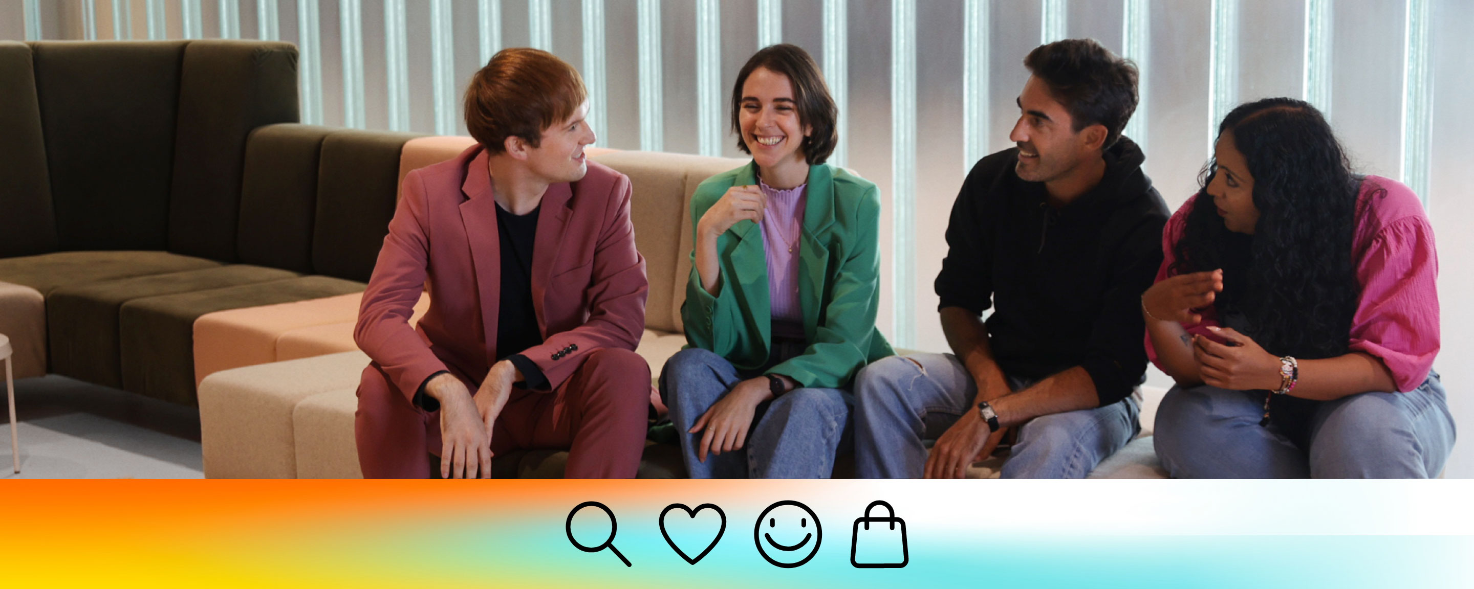 A group of four Zalando employees sitting together in conversation