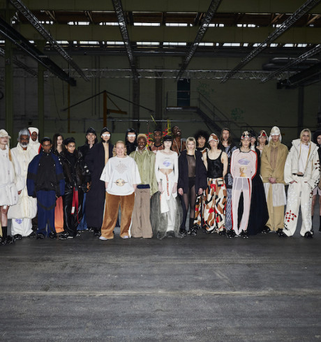 Group picture of designer and models