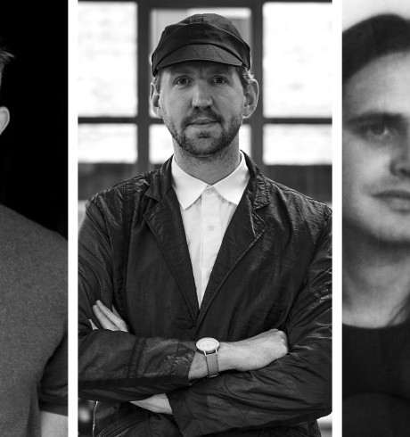 Collage of three black and white portraits