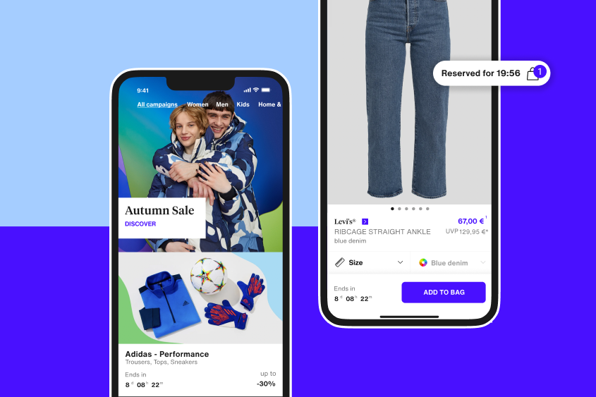 Screenshots Zalando App on two smartphone screens