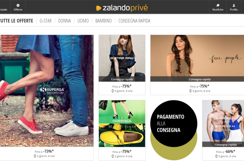 Zalando Privé Italia - Screenshot
