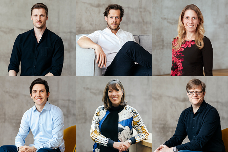 Portraits of all six members of the management board:David Schneider, Robert Gentz, Dr Sandra Dembeck, David Schröder, Dr. Astrid Arndt, Jim Freeman