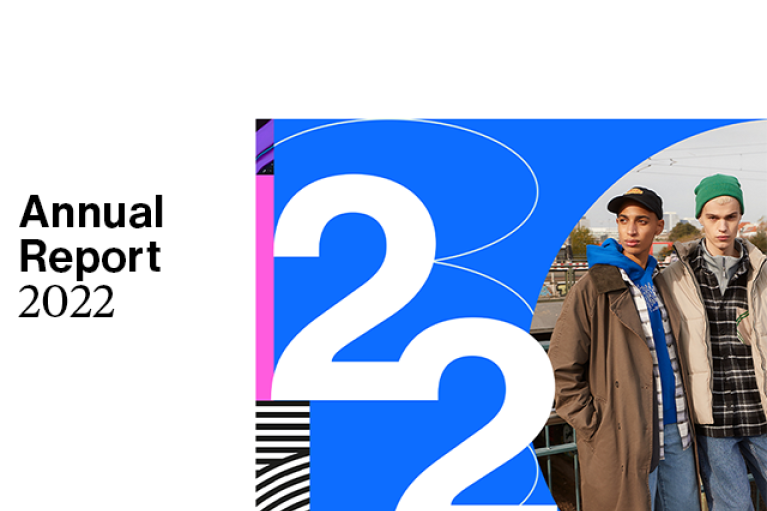 Annual Report 2022; two male models outdoors
