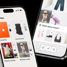 Two mobiles on black background displaying the Zalando shop website