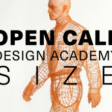 orange colored grid view of a human being in front of a gray and white gradient background. The text in front of the person says: open call design academy size, Zalando, VORN.