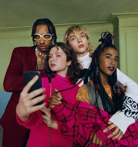 Fashion models taking a selfie