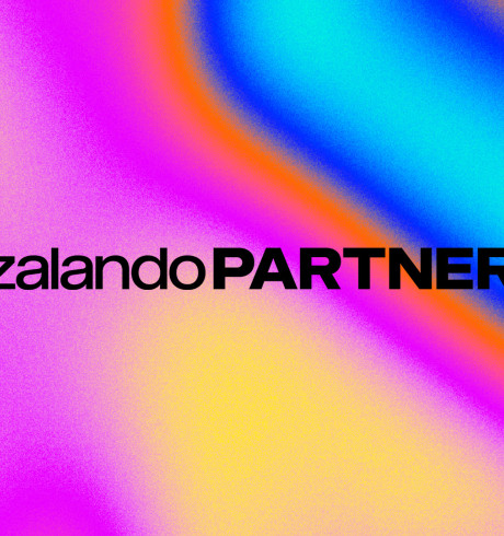 Zalando Partner on a heatmap-like multicoloured background; vibrant colours like pink, yellow, orange and blues