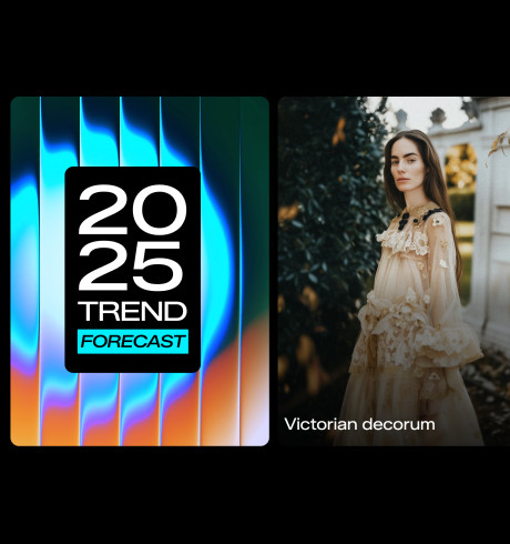 2025 Trend Forecast plus two teaser cards: Victorian decorum and Power dressing