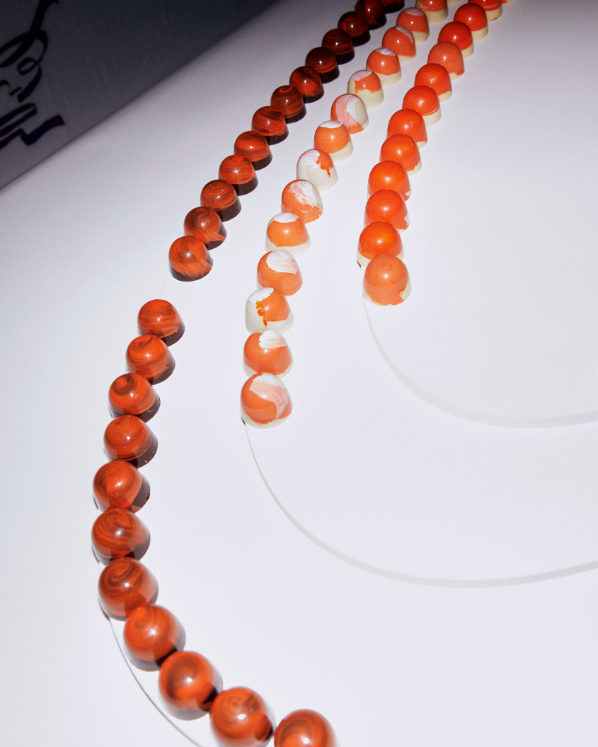 Dessert in orange white and black brand colors