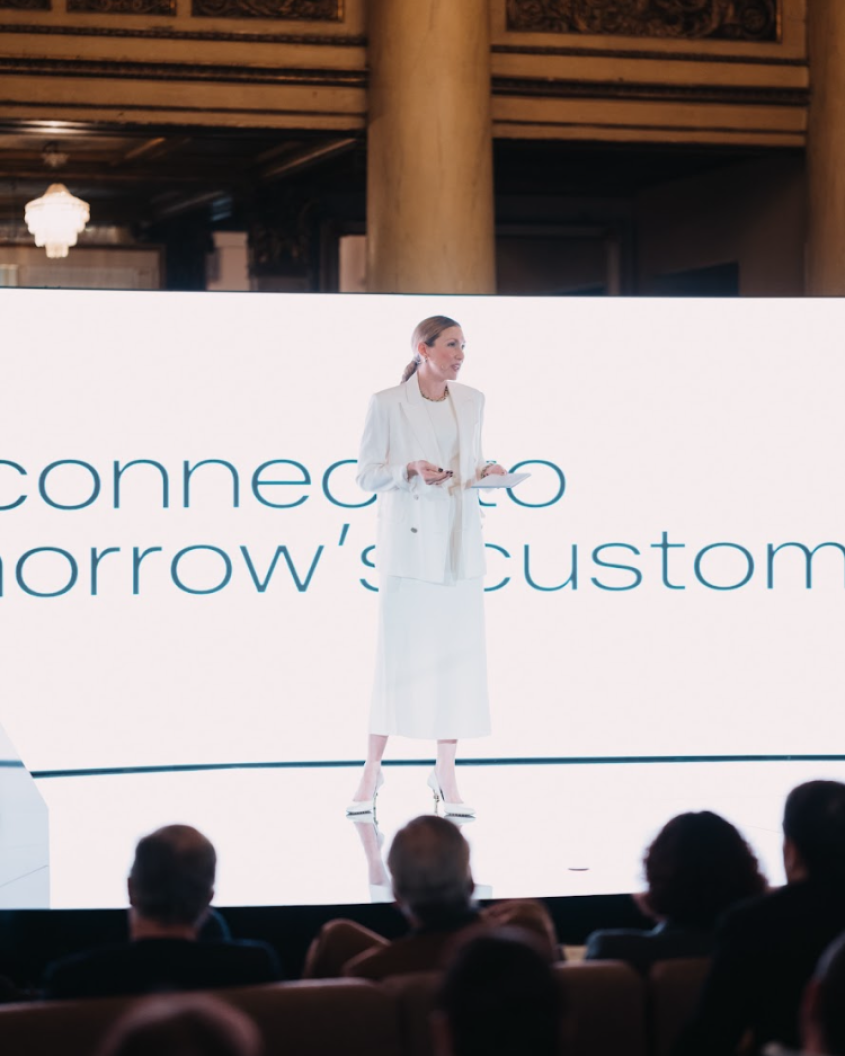 zalando vp designer lena-sophie roeper at the stage of the event